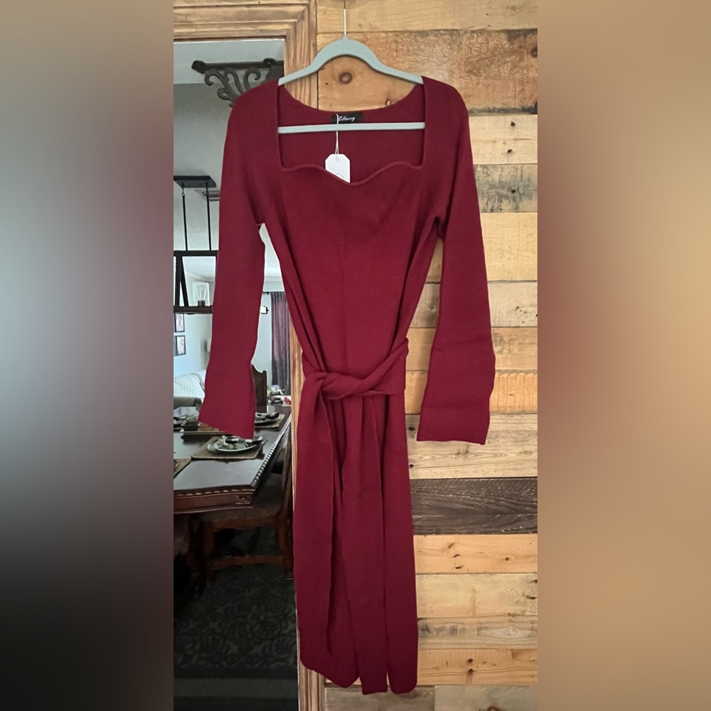 Burgundy sweater dress, brand new.  Size large.